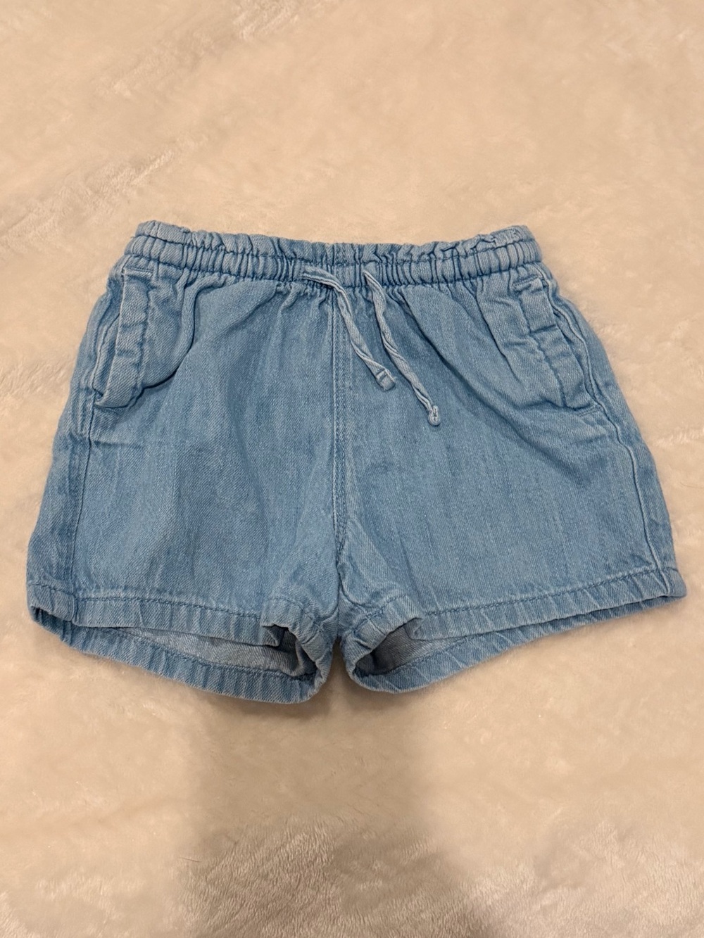 Old Navy Light Blue Elastic-Waist Denim-Look Girls' Shorts
